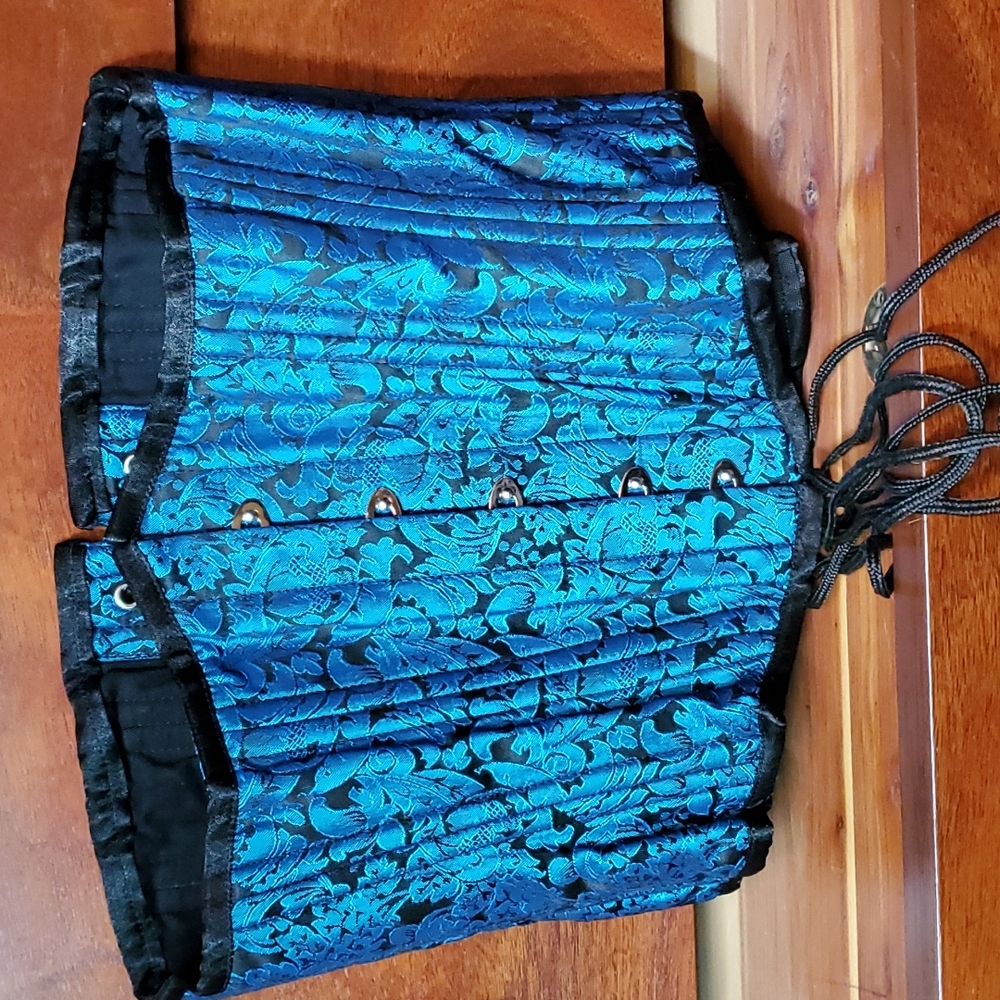 Teal Floral Underbust Corset